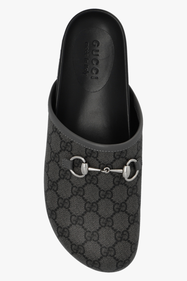 Grey Mules with horsebit Gucci - SchaferandweinerShops Grey Mules with horsebit Gucci - SchaferandweinerShops